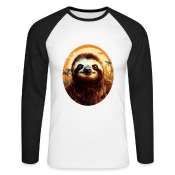 Paresse - T-shirt baseball manches longues Homme - blanc/noir - Devant - Nik (191cm)