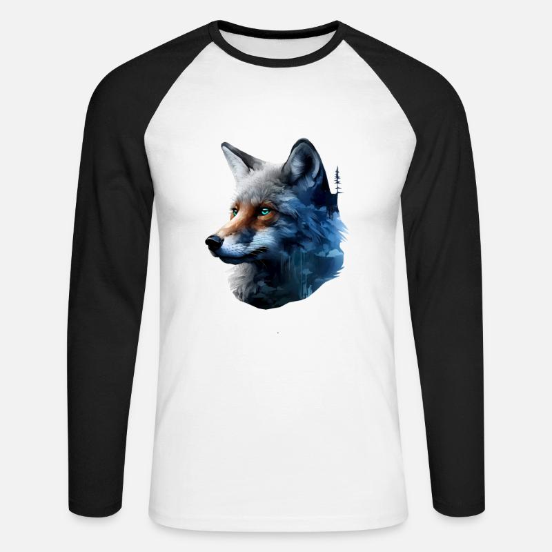 Fuchs - Unisex Baseballshirt langarm - Weiß/Schwarz