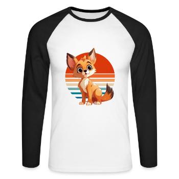 Guck Mich Nicht In Diesem Ton An Fuchs - Unisex Baseballshirt langarm - Weiß/Schwarz - Vorne - Nik (191cm)