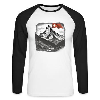 Cervin, Alpes suisses - T-shirt baseball manches longues Homme - blanc/noir - Devant - Nik (191cm)