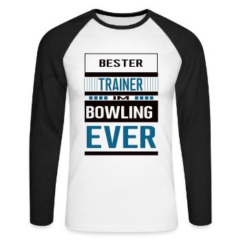 Bowling Trainer Bester Bowlingtrainer Coach - Unisex Baseballshirt langarm - Weiß/Schwarz - Vorne - Nik (191cm)