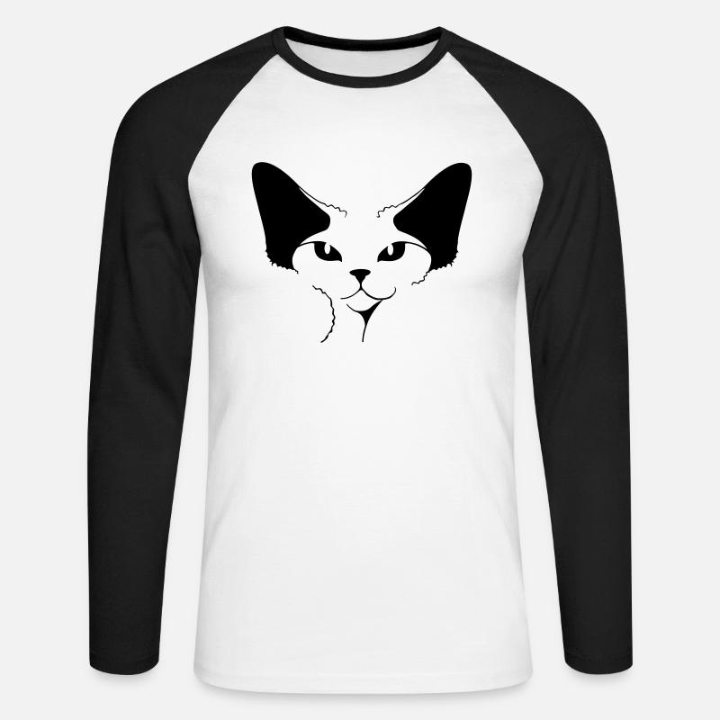 DEVON REX - Unisex Baseballshirt langarm - Weiß/Schwarz