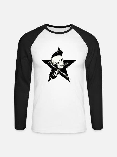 Rock-n-Roll Skull - Unisex Baseballshirt langarm - Weiß/Schwarz