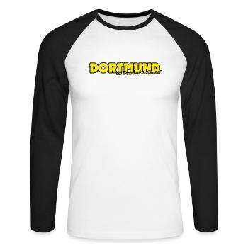 Dortmund - Unisex Baseballshirt langarm - Weiß/Schwarz - Vorne - Nik (191cm)