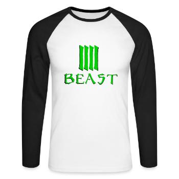 Biest Grün - Unisex Baseballshirt langarm - Weiß/Schwarz - Vorne - Nik (191cm)