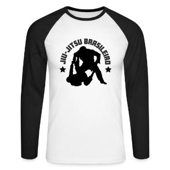Brazilian Jiu-Jitsu Vintage - T-shirt baseball manches longues Homme - blanc/noir - Devant - Nik (191cm)