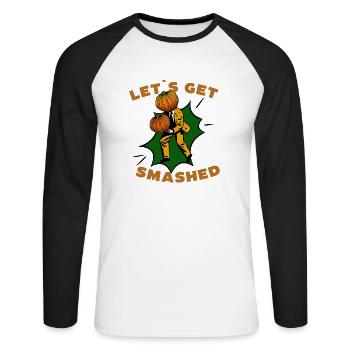 Let's Get Smashed Vintage Pumpkin - Unisex Long Sleeve Baseball T-Shirt - white/black - Front - Nik (191cm)