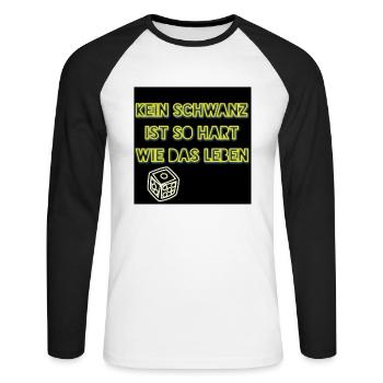No tail is as hard as life - Shop WoW - Unisex Long Sleeve Baseball T-Shirt - white/black - Front - Nik (191cm)