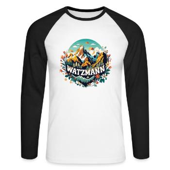 Watzmann Beauty Fleurs alpines Enthousiasme Fierté - T-shirt baseball manches longues Homme - blanc/noir - Devant - Nik (191cm)