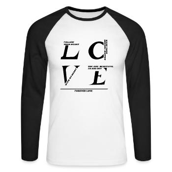 LOVE - yourself - Unisex Long Sleeve Baseball T-Shirt - white/black - Front - Nik (191cm)