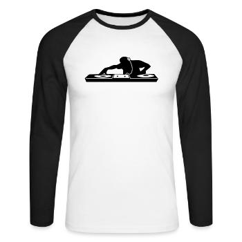 dj - Unisex Baseballshirt langarm - Weiß/Schwarz - Vorne - Nik (191cm)