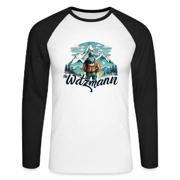 Watzmann Summit Pride, héros et magie de la montagne - T-shirt baseball manches longues Homme - blanc/noir - Devant - Nik (191cm)