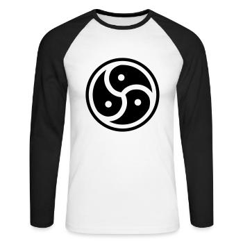Triskele - Man Woman BDSM Lover Gift - Unisex Long Sleeve Baseball T-Shirt - white/black - Front - Nik (191cm)