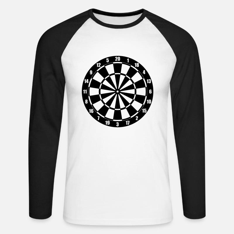 Dartscheibe - Unisex Baseballshirt langarm - Weiß/Schwarz