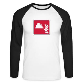 Lasst mich durch ich bin Brandschutzhelfer (weiß) - Unisex Baseballshirt langarm - Weiß/Schwarz - Vorne - Nik (191cm)