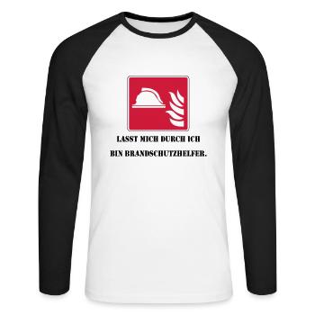 Lasst mich durch ich bin Brandschutzhelfer - Unisex Baseballshirt langarm - Weiß/Schwarz - Vorne - Nik (191cm)