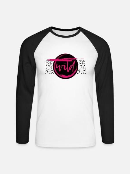 wild Tierprint - Unisex Baseballshirt langarm - Weiß/Schwarz