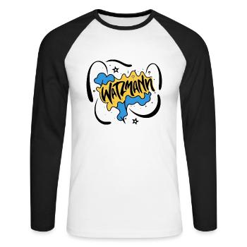 Watzmann Freude Kunst Lifestyle Extravagant Mode - Unisex Baseballshirt langarm - Weiß/Schwarz - Vorne - Nik (191cm)