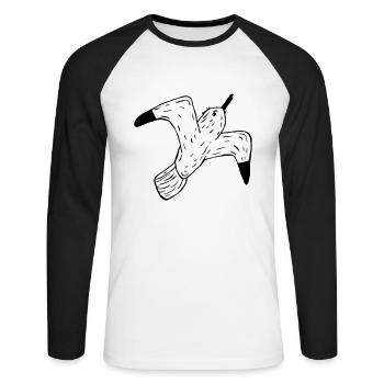 mouette - T-shirt baseball manches longues Homme - blanc/noir - Devant - Nik (191cm)