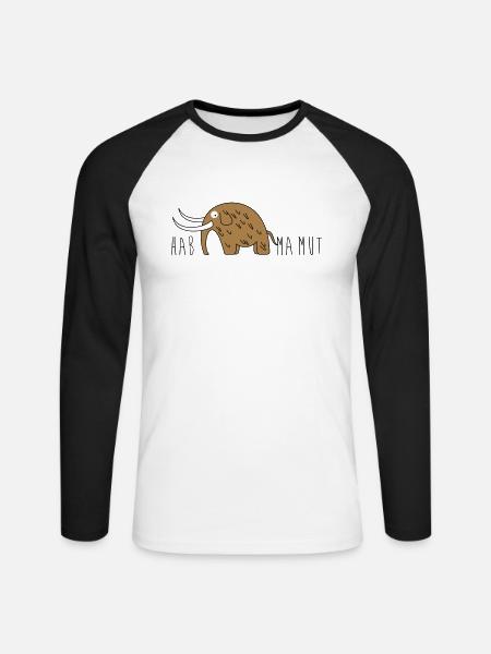 Mammut und Mut - Unisex Baseballshirt langarm - Weiß/Schwarz