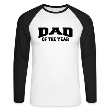 Dad of the year - T-shirt baseball manches longues Homme - blanc/noir - Devant - Nik (191cm)