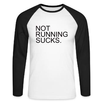 RUNNING: not running sucks - Unisex Long Sleeve Baseball T-Shirt - white/black - Front - Nik (191cm)