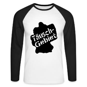 täuschgebiet - Unisex Baseballshirt langarm - Weiß/Schwarz - Vorne - Nik (191cm)