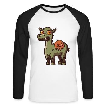 Camel Halloween Funny Zombie - Unisex Long Sleeve Baseball T-Shirt - white/black - Front - Nik (191cm)