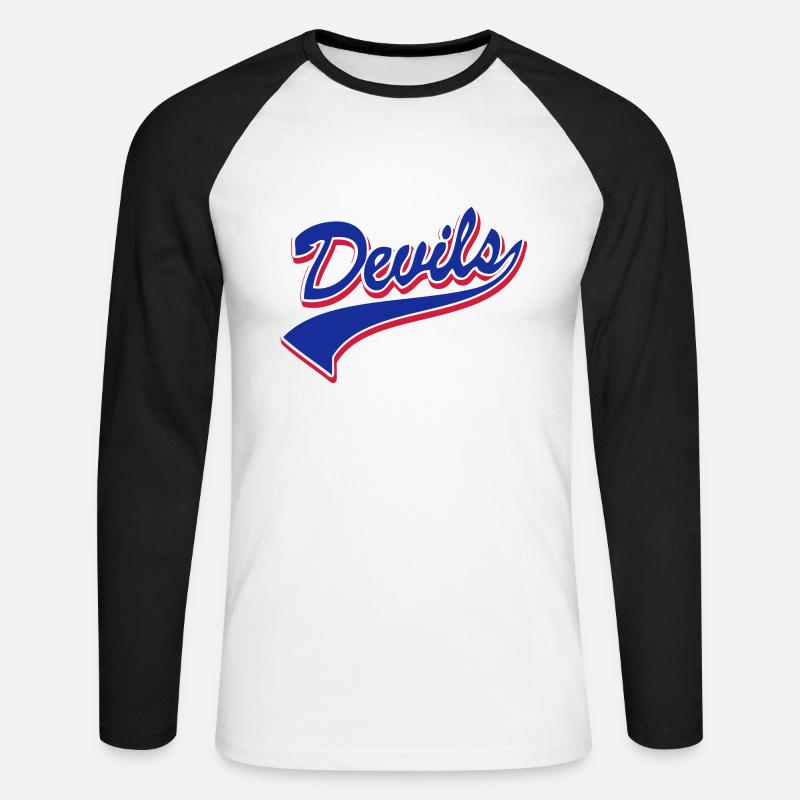 Devils Script Original - Unisex Baseballshirt langarm - Weiß/Schwarz