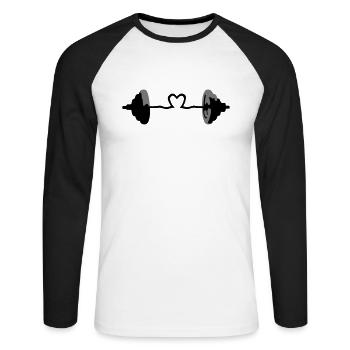 Weights, Barbell, Muscles - T-shirt baseball manches longues Homme - blanc/noir - Devant - Nik (191cm)