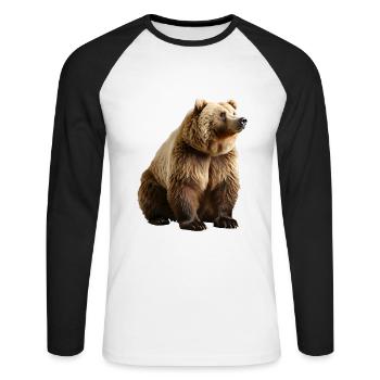 Brown bears are omnivores - Unisex Long Sleeve Baseball T-Shirt - white/black - Front - Nik (191cm)