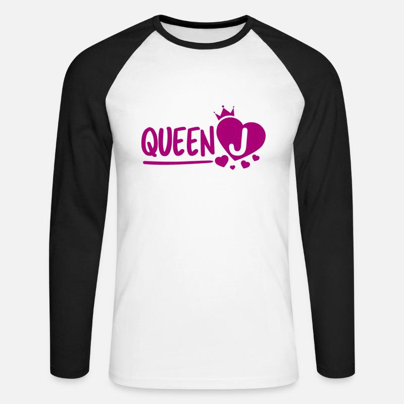 Queen J - Unisex Baseballshirt langarm - Weiß/Schwarz
