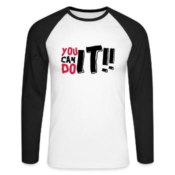 TU PEUX LE FAIRE - T-shirt baseball manches longues Homme - blanc/noir - Devant - Nik (191cm)