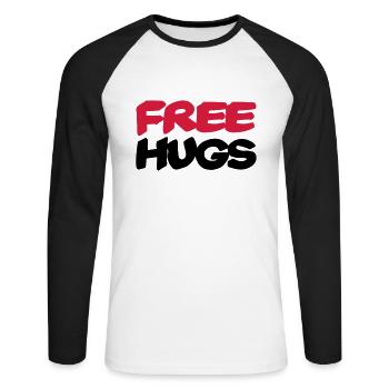 Free hugs - Unisex Baseballshirt langarm - Weiß/Schwarz - Vorne - Nik (191cm)