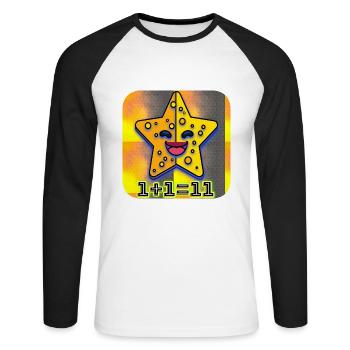 1+1=11 | Stern - Unisex Baseballshirt langarm - Weiß/Schwarz - Vorne - Nik (191cm)