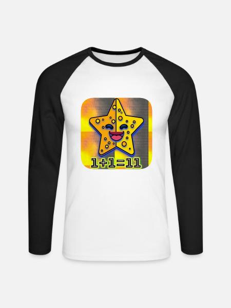 1+1=11 | Star - Unisex Long Sleeve Baseball T-Shirt - white/black