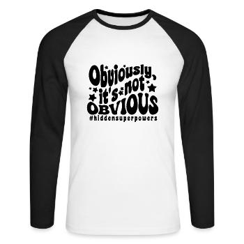 Obviously, it's not obvious (super powers) - Unisex Long Sleeve Baseball T-Shirt - white/black - Front - Nik (191cm)