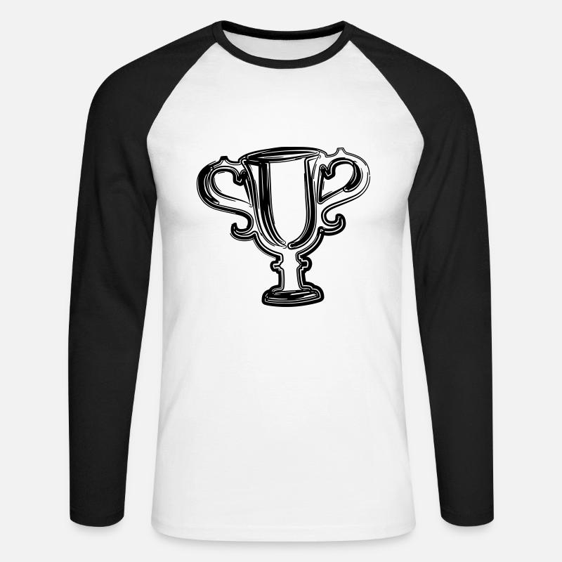 Sieger - Pokal - Trophäe - Unisex Baseballshirt langarm - Weiß/Schwarz