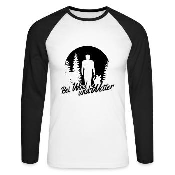 Bei Wind Und Wetter Gassi 1 - Unisex Baseballshirt langarm - Weiß/Schwarz - Vorne - Nik (191cm)