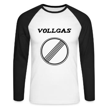 Vollgas Verkehrschild T-Shirt - Unisex Baseballshirt langarm - Weiß/Schwarz - Vorne - Nik (191cm)