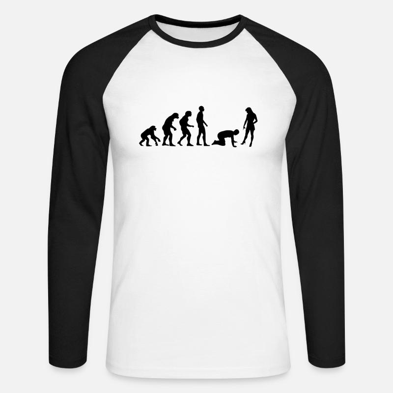 Evolution Mann - Unisex Baseballshirt langarm - Weiß/Schwarz