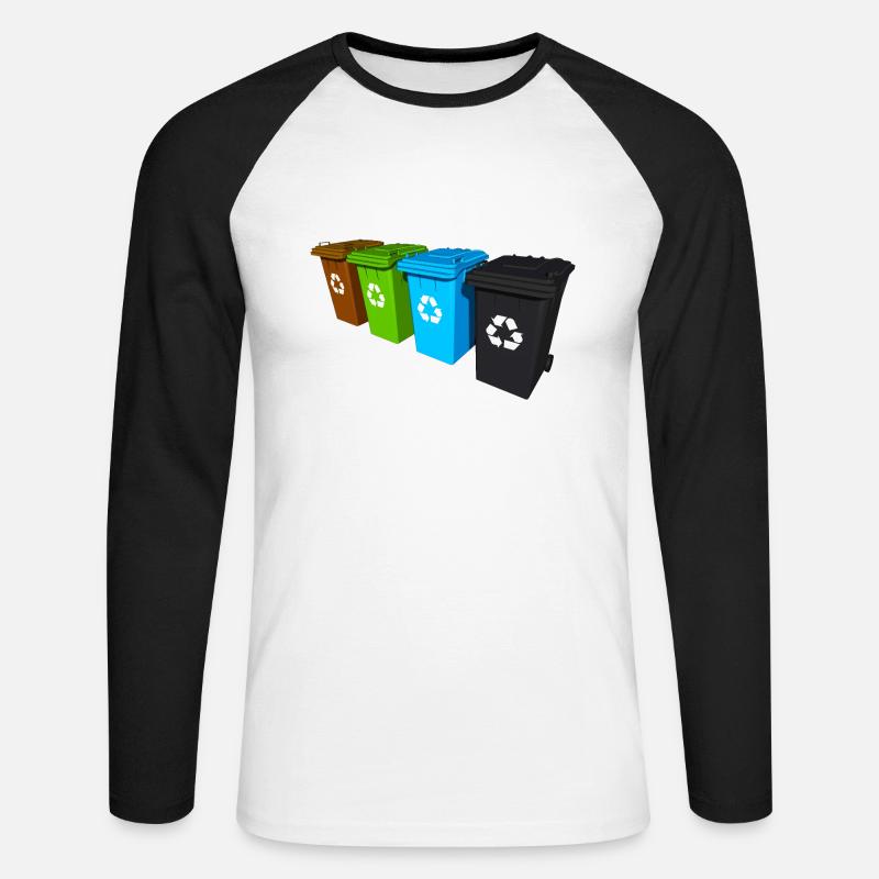 Riciclaggio della raccolta differenziata Gestione dei rifiuti Muellone - Maglia da baseball a manica lunga da uomo - bianco/nero