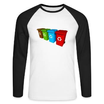 Recyclage des déchets de séparation Gestion des déchets Muellone - T-shirt baseball manches longues Homme - blanc/noir - Devant - Nik (191cm)