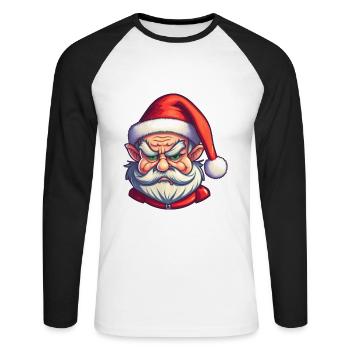 Santa Claus, Bad Santa, outfit - Unisex Long Sleeve Baseball T-Shirt - white/black - Front - Nik (191cm)