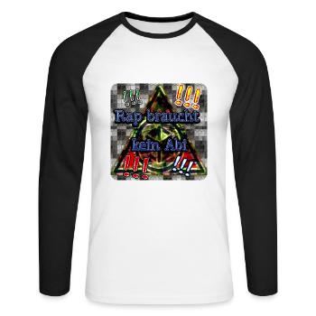 Rap braucht kein Abi - Club WoW - Unisex Baseballshirt langarm - Weiß/Schwarz - Vorne - Nik (191cm)