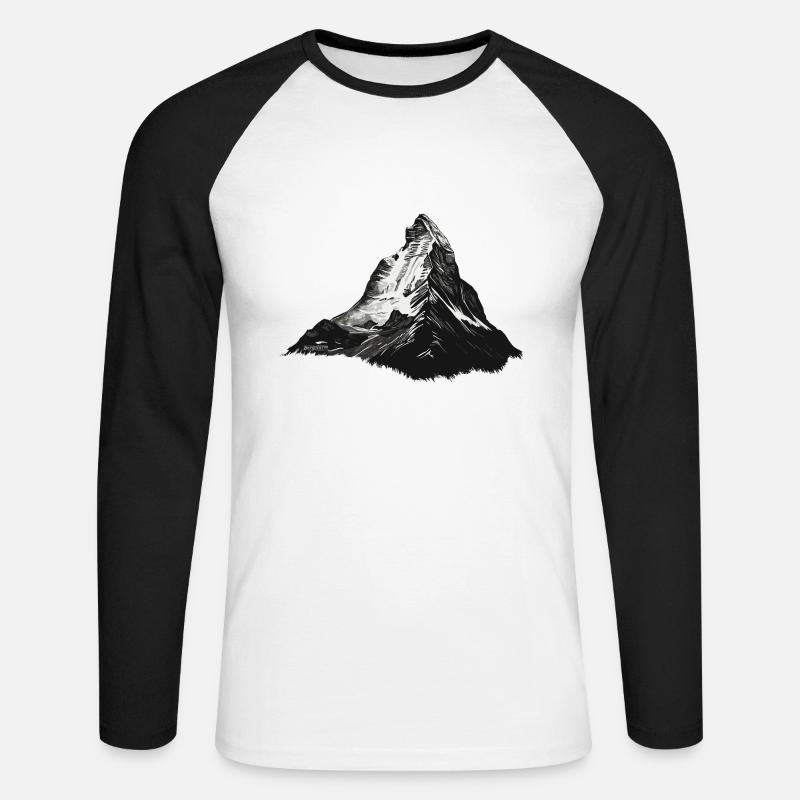 Berg Matterhorn - Unisex Baseballshirt langarm - Weiß/Schwarz