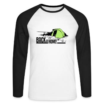 Back at home! - Unisex Baseballshirt langarm - Weiß/Schwarz - Vorne - Nik (191cm)