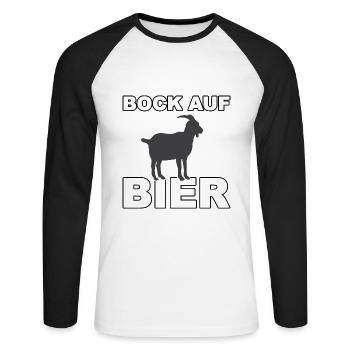 Bock auf Bier - Unisex Baseballshirt langarm - Weiß/Schwarz - Vorne - Nik (191cm)