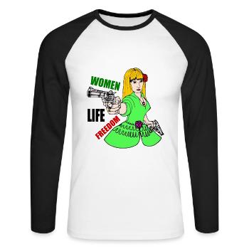 Women life freedom - T-shirt baseball manches longues Homme - blanc/noir - Devant - Nik (191cm)