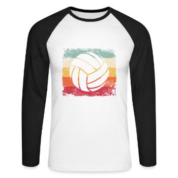 Volleyball Player Retro Beach Volleyball - Unisex Long Sleeve Baseball T-Shirt - white/black - Front - Nik (191cm)